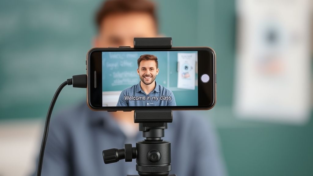 Preply tutor recording their introduction video