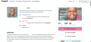 What your Preply Tutor Profile looks like